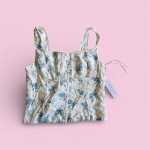 SOLD!!! NWT. Floral Cream and Blue Camisole Top